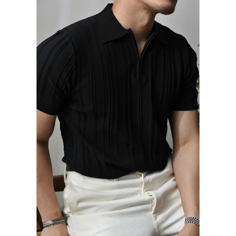 Herr Polo Skjorta Blå Storlek M 100% Bomull Slim Fit-4