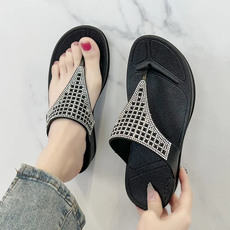 Variant image for Dam Flip Flops Svart Storlek 38 Gummi med Rhinestone Detaljer-1