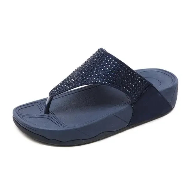 Dam Flip Flops Svart Storlek 38 Gummi med Rhinestone Detaljer-5