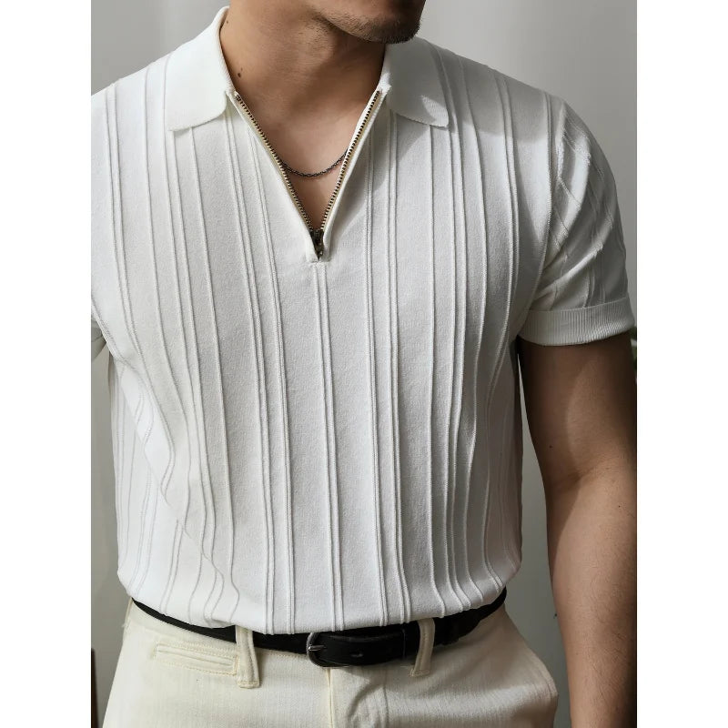 Herr Polo Skjorta Blå Storlek M 100% Bomull Slim Fit-3