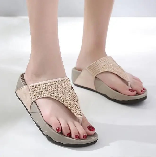 Dam Flip Flops Svart Storlek 38 Gummi med Rhinestone Detaljer-1