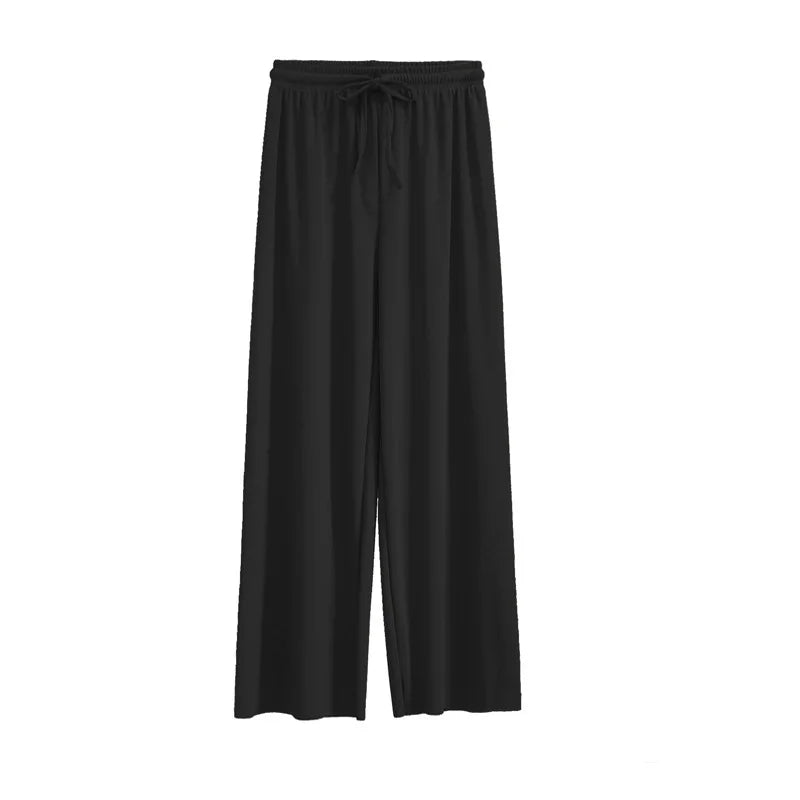 Vidbyxor för kvinnor med elastisk midja – Ankel-längd och breda ben i högkvalitativ polyester för sommaren 11