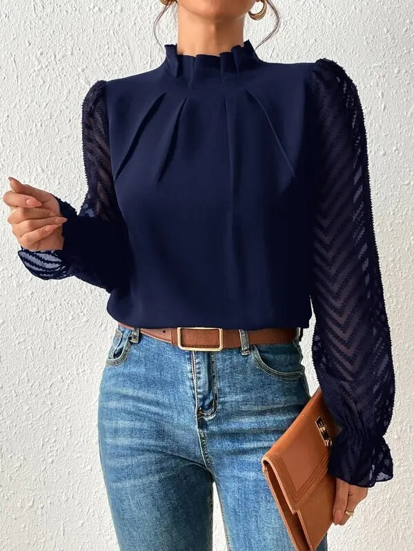 Leah | Mock Neck Puff Långärmad Klänning
