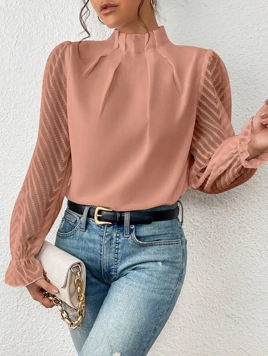 Leah | Mock Neck Puff Långärmad Klänning