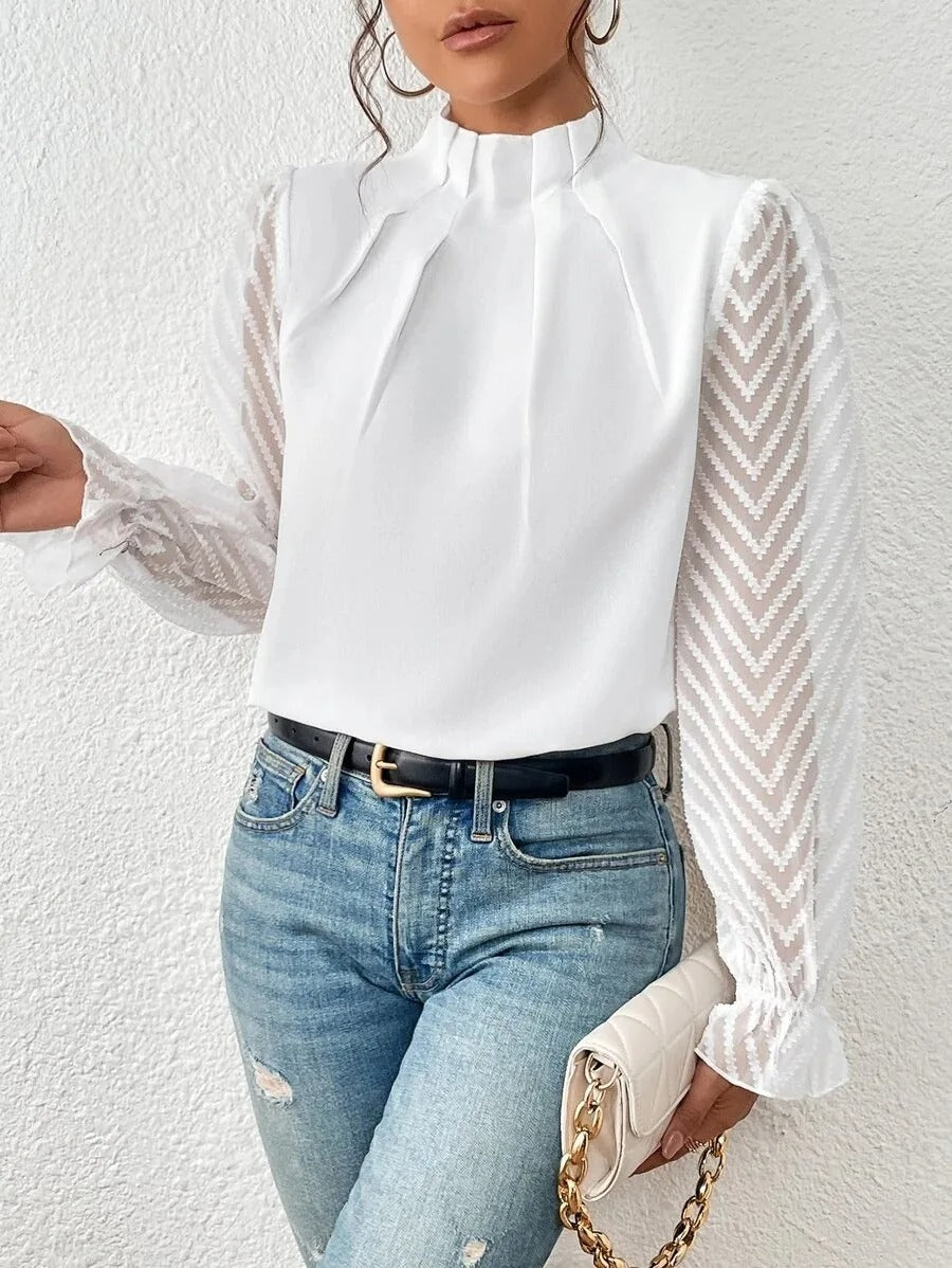Leah | Mock Neck Puff Långärmad Klänning