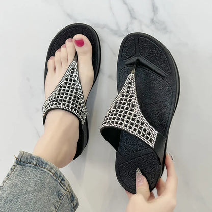 Variant image for Dam Flip Flops Svart Storlek 38 Gummi med Rhinestone Detaljer-1