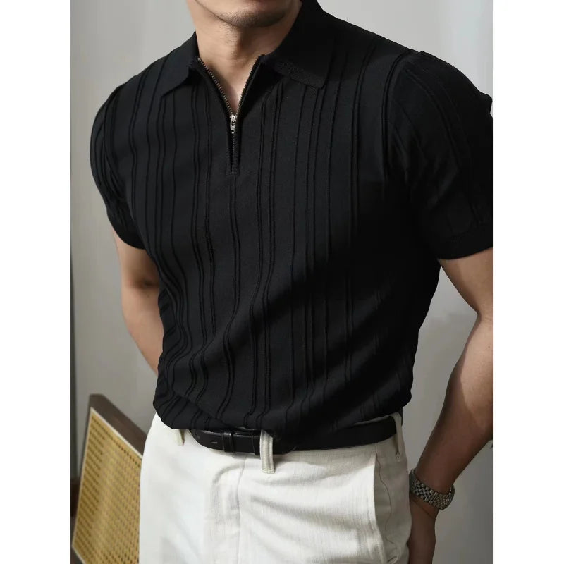 Herr Polo Skjorta Blå Storlek M 100% Bomull Slim Fit-2